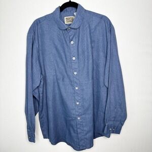 Frontier Classics Mens Blue Cotton Old West Victorian Club Collar Shirt Size L